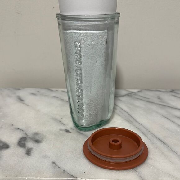 Starbucks Recycled Glass cold cup Tumbler with Lid triangular - Picture 3 of 9